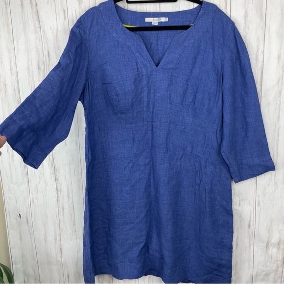 Anthropologie Boden 100% linen blue shift dress US20 - Picture 2 of 6